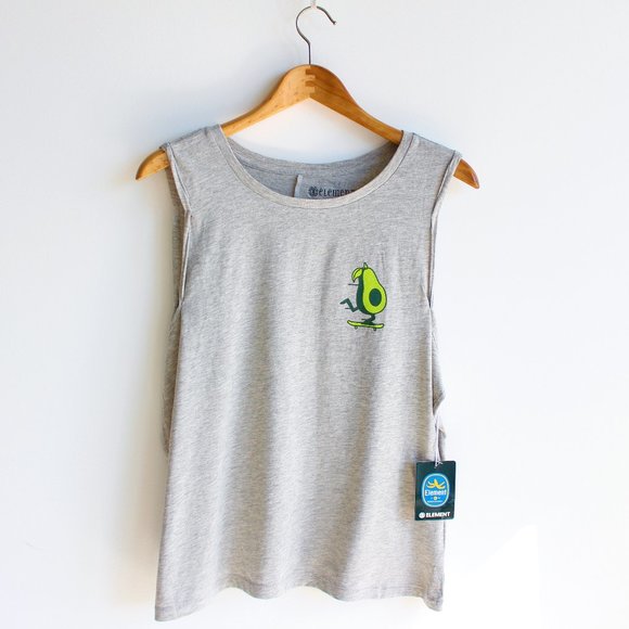 New Element Avocado Themed Grey Tank Top - Picture 1 of 4